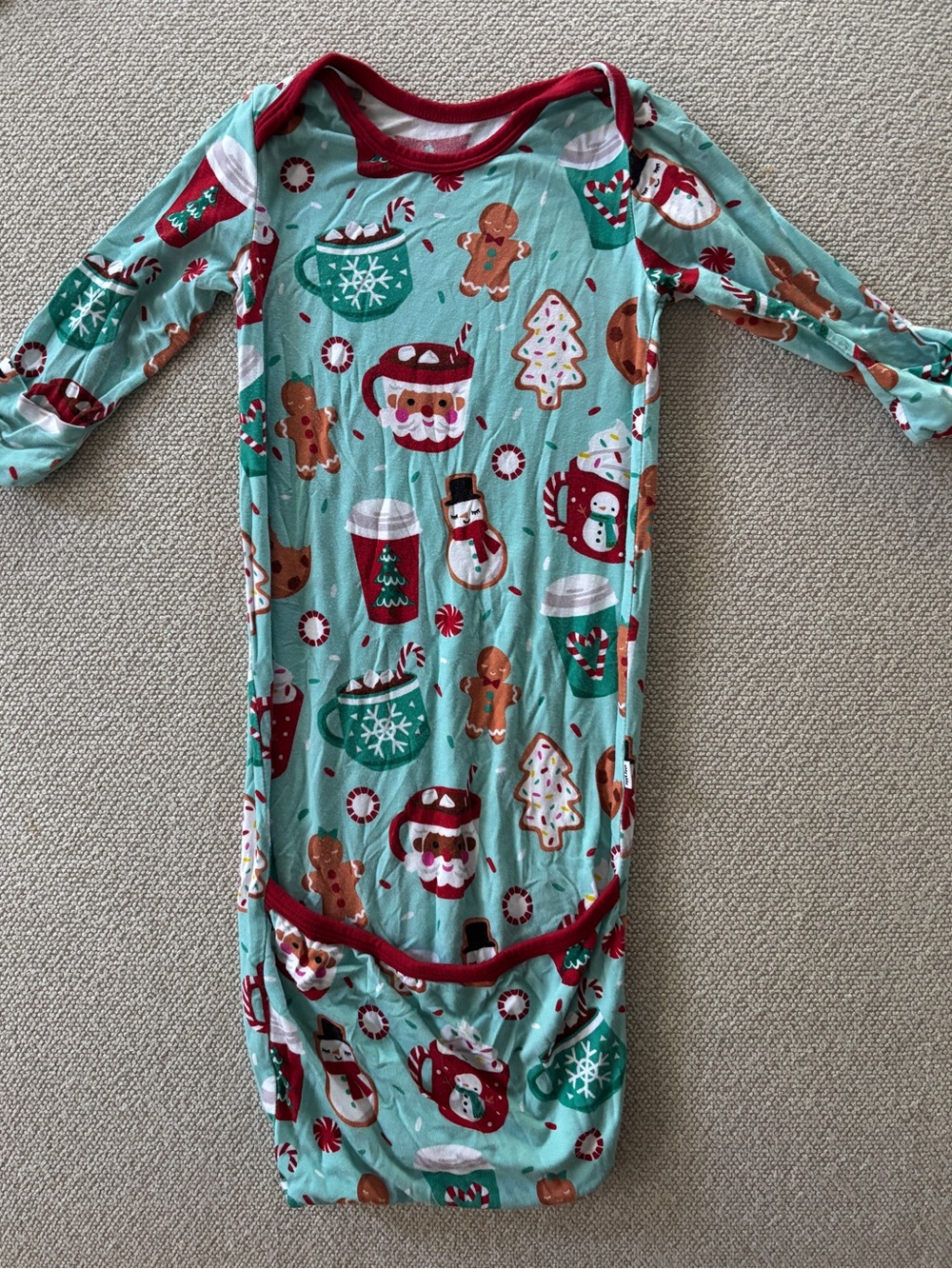 Little Sleepies Newborn Mocha Christmas Long Sleeve Gown